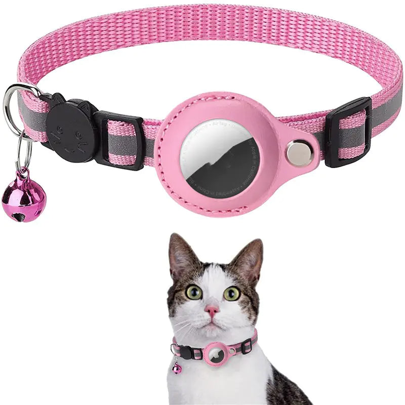 Collier Réfléchissant pour Animaux avec Clochette et Porte-Airtag