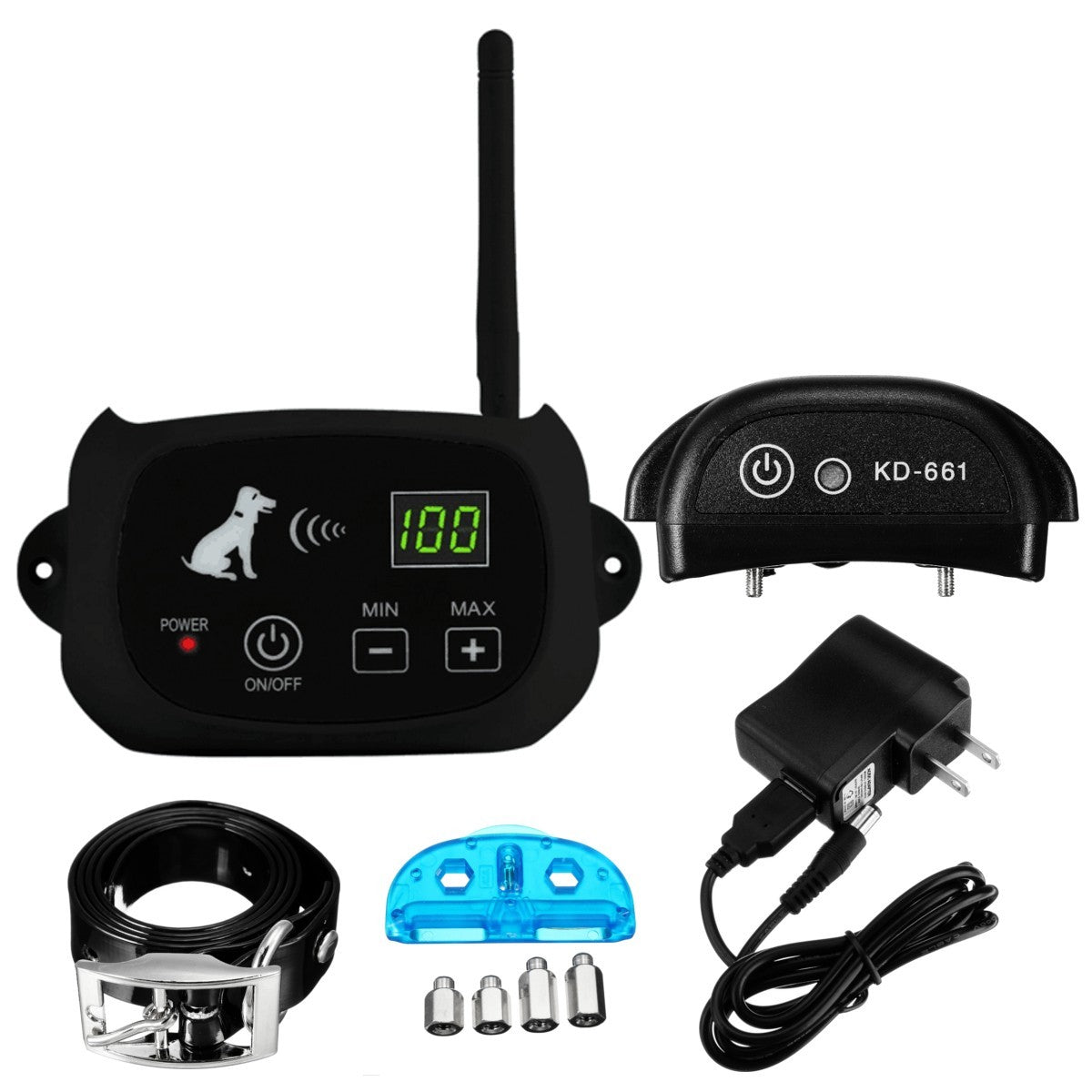 Clôture Électrique Sans Fil pour Chien – Système de Sécurité Portable, Portée Jusqu’à 500 m, Collier Récepteur avec Avertissement Sonore et Choc Électrostatique