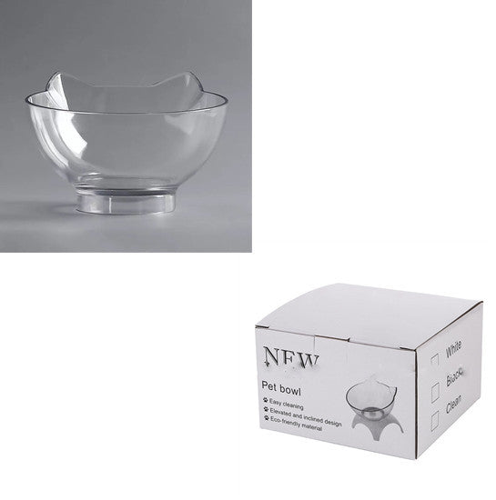 Gamelle Double Antidérapante pour Chat avec Support Surélevé – Distributeur de Nourriture Transparent pour Chats et Chiens – Protège les Vertèbres Cervicales