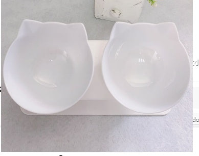 Gamelle Double Antidérapante pour Chat avec Support Surélevé – Distributeur de Nourriture Transparent pour Chats et Chiens – Protège les Vertèbres Cervicales