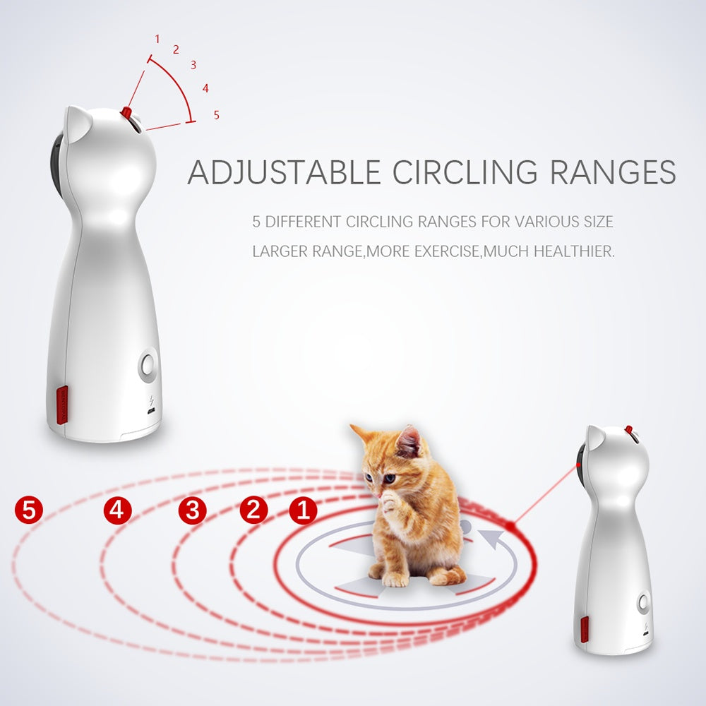 Jouet laser pour chat – Automatique et manuel – Recharge USB ou piles – 5 cercles réglables – Minuterie intelligente – Jeu interactif intérieur