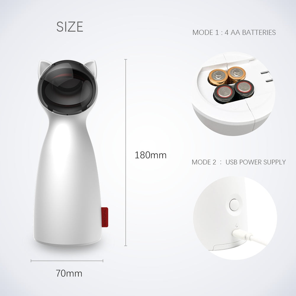 Jouet laser pour chat – Automatique et manuel – Recharge USB ou piles – 5 cercles réglables – Minuterie intelligente – Jeu interactif intérieur