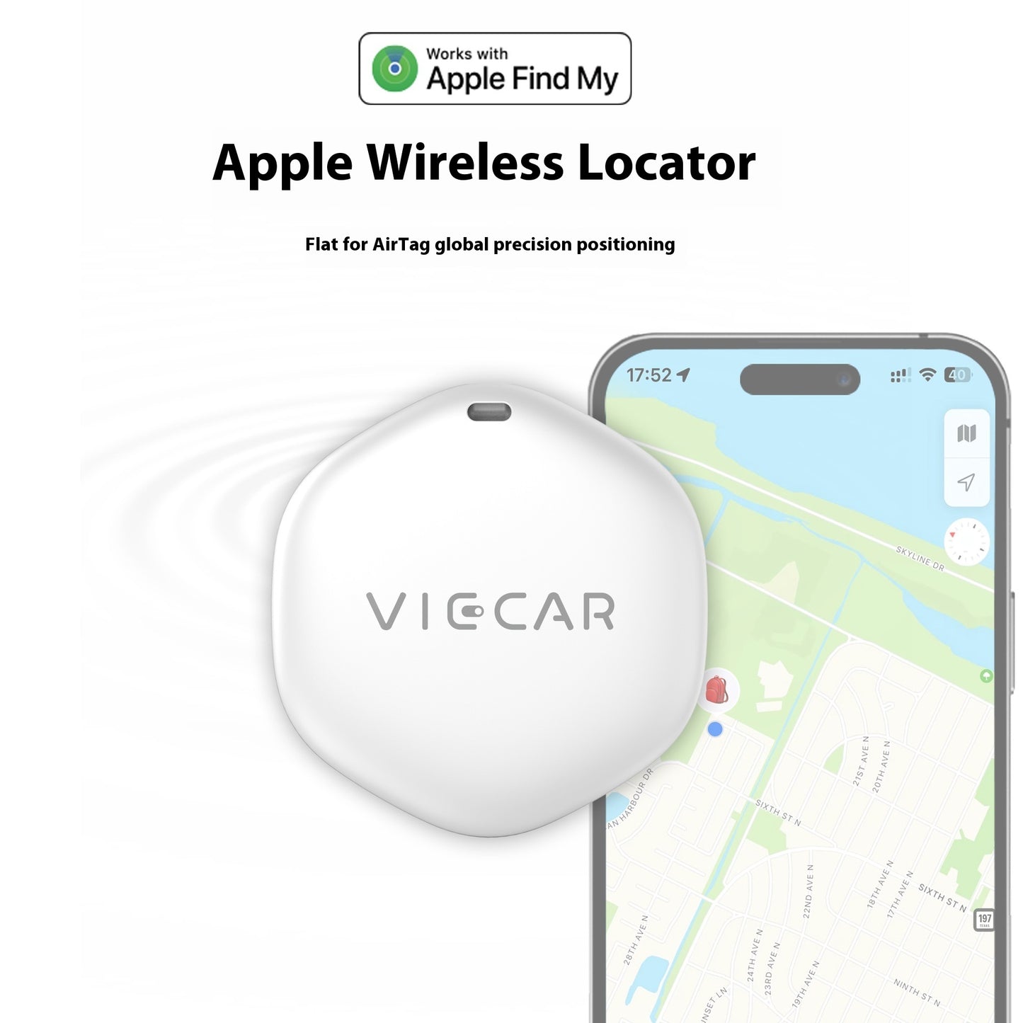 Localisateur Bluetooth Intelligent DW01 – Compatible Apple iOS/Mac, Suivi en Temps Réel, Batterie CR2032 Incluse, Compact et Léger, Alarme Anti-Perte pour Clés, Sac ou Animal