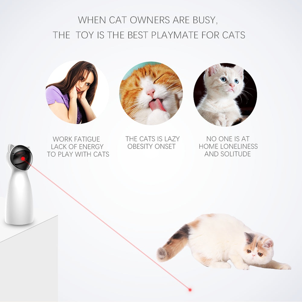Jouet laser pour chat – Automatique et manuel – Recharge USB ou piles – 5 cercles réglables – Minuterie intelligente – Jeu interactif intérieur