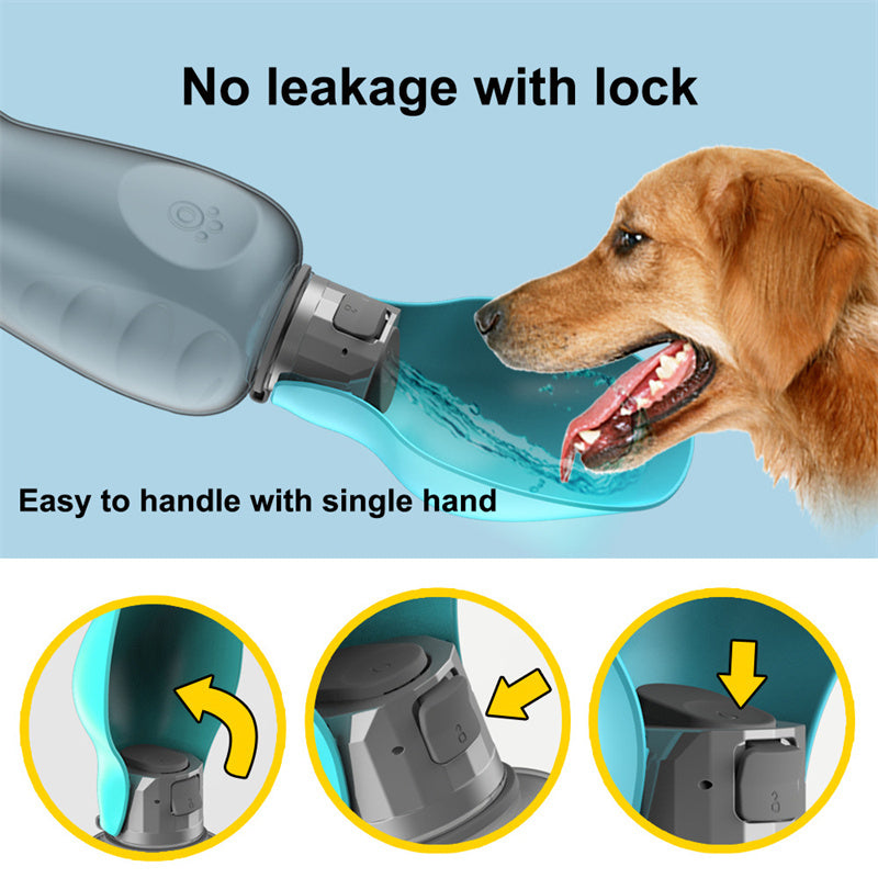 Bouteille d’eau portable Pattes et Câlins – Hydratation facile pour chien (800 ml, modèle Classique)