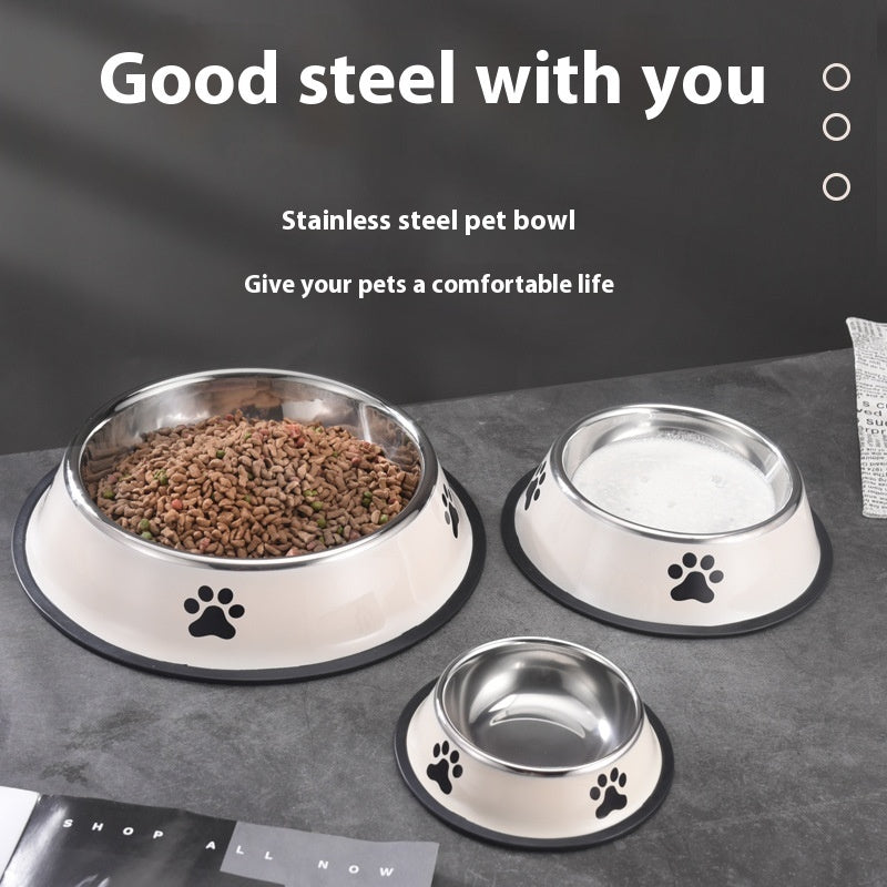 Gamelle pour chien et chat – Acier inoxydable antidérapant – Plusieurs tailles (15 à 30 cm) – Blanc ou gris – Robuste et hygiénique