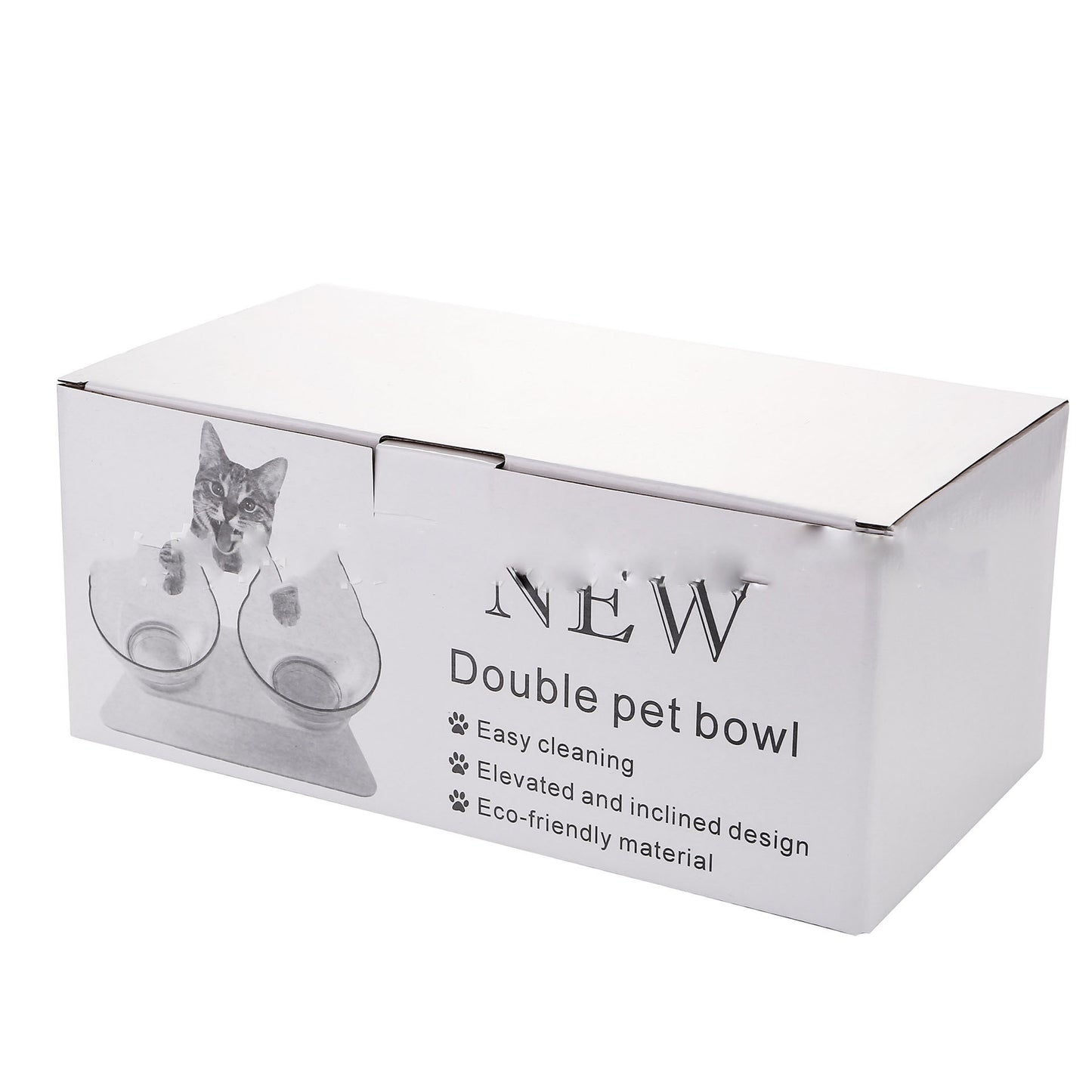 Gamelle Double Antidérapante pour Chat avec Support Surélevé – Distributeur de Nourriture Transparent pour Chats et Chiens – Protège les Vertèbres Cervicales