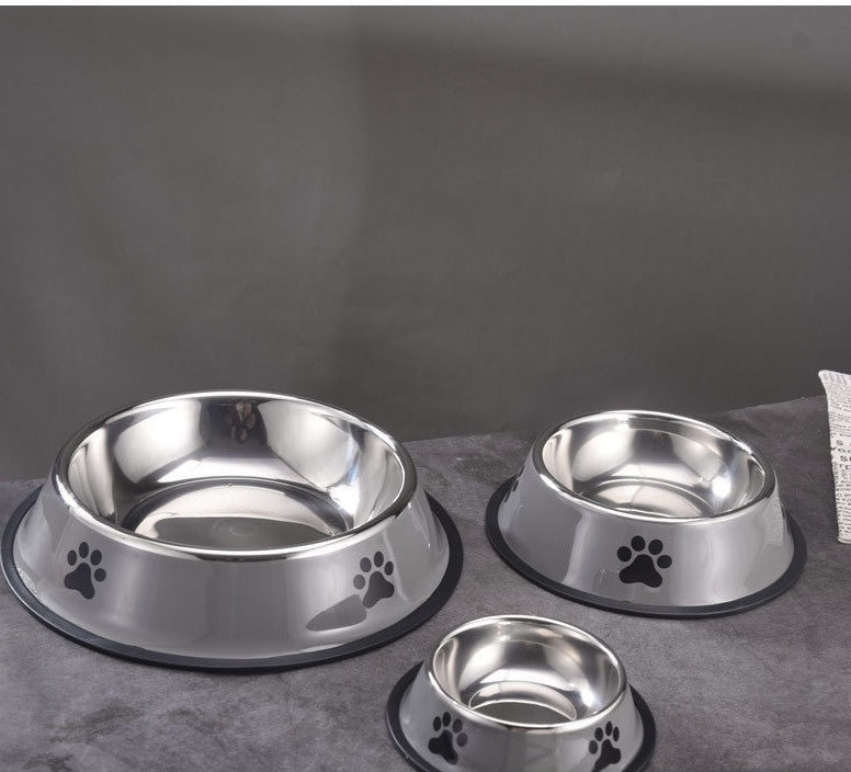 Gamelle pour chien et chat – Acier inoxydable antidérapant – Plusieurs tailles (15 à 30 cm) – Blanc ou gris – Robuste et hygiénique