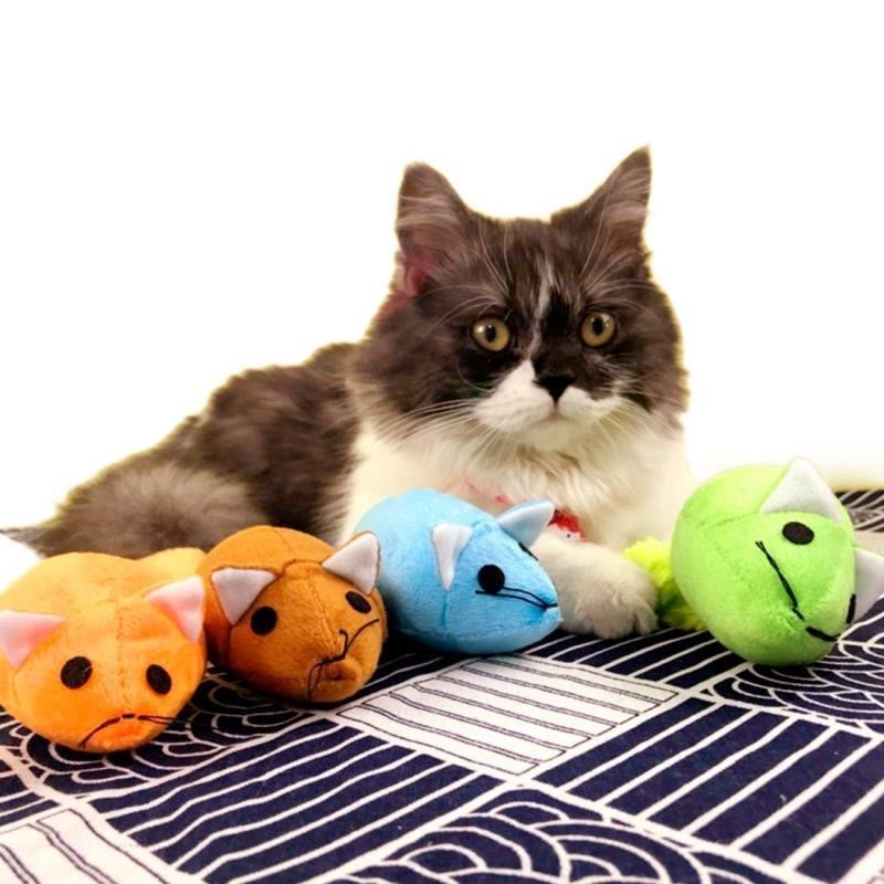 Souris en Peluche avec Herbe à Chat – Jouet Mignon et Apaisant pour Chat