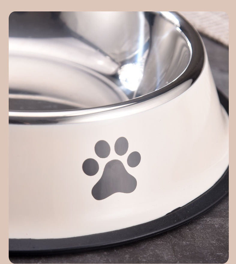 Gamelle pour chien et chat – Acier inoxydable antidérapant – Plusieurs tailles (15 à 30 cm) – Blanc ou gris – Robuste et hygiénique